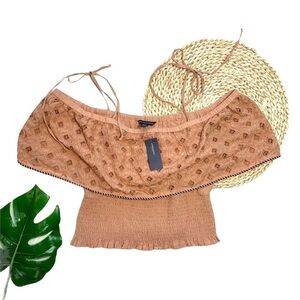 American Eagle Outfitters Cropped Eyelet Blouse Size Small